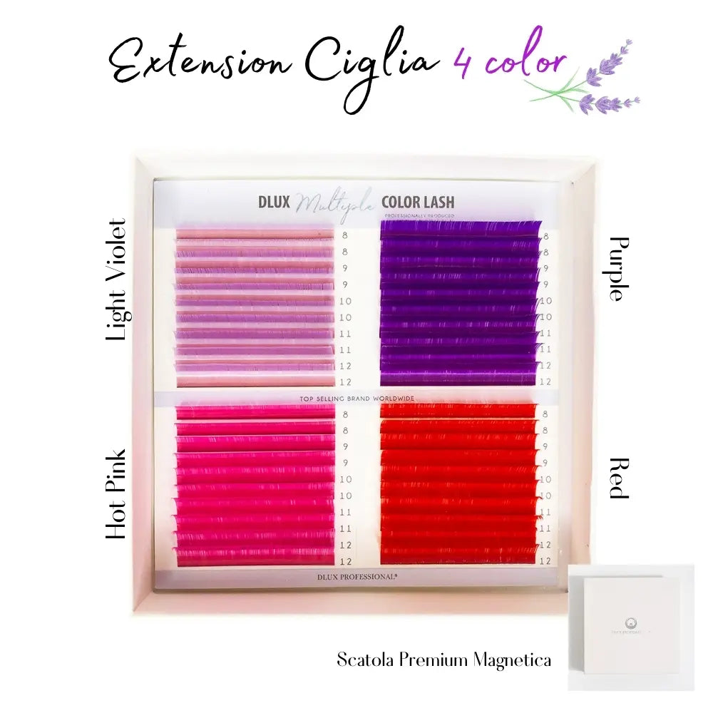 Pestanas coloridas 0,07 mm Mix Rosa-Violeta