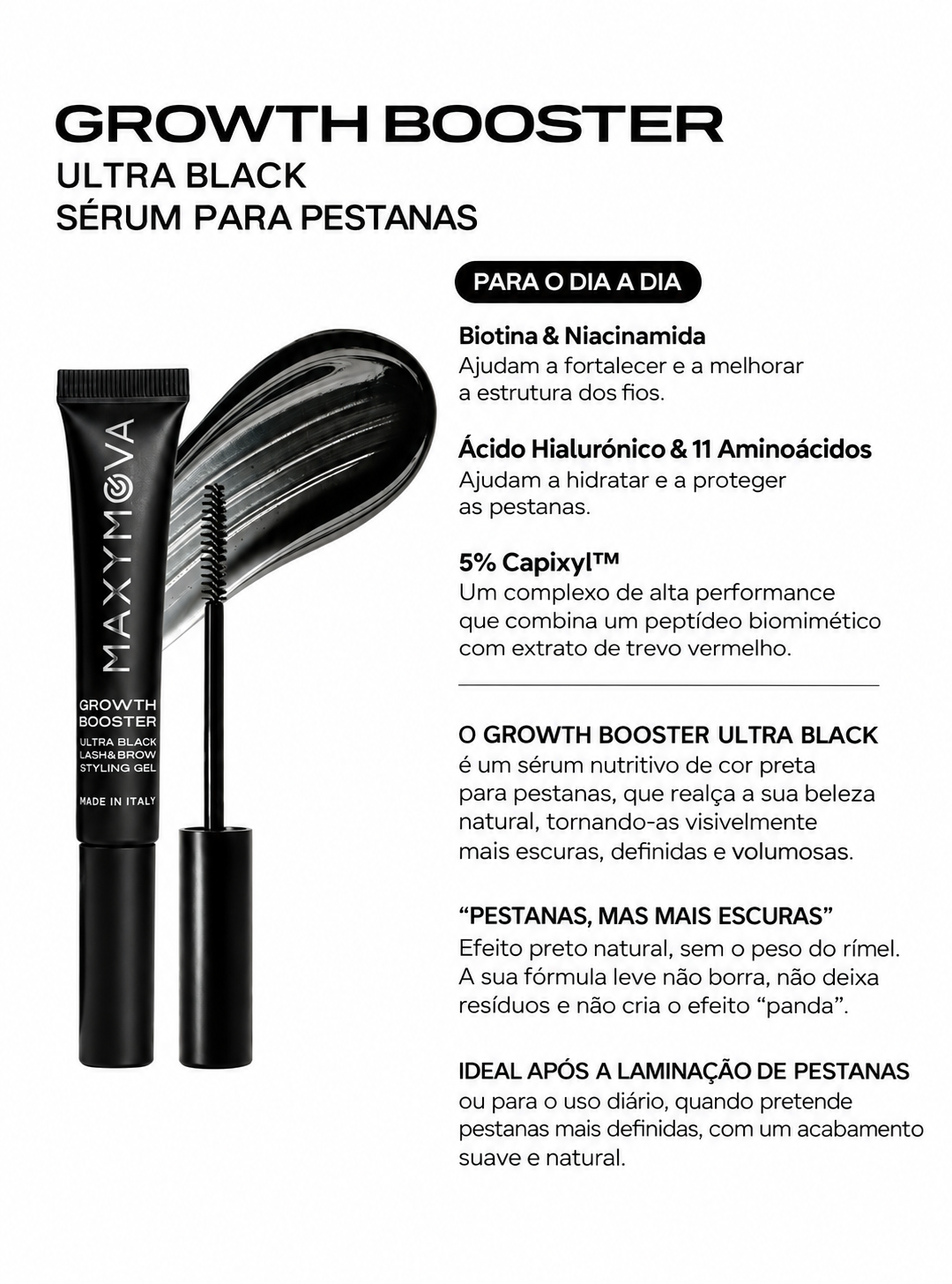 GROWTH BOOSTER ULTRA BLACK — Sérum para Pestanas com 5% Capixyl™