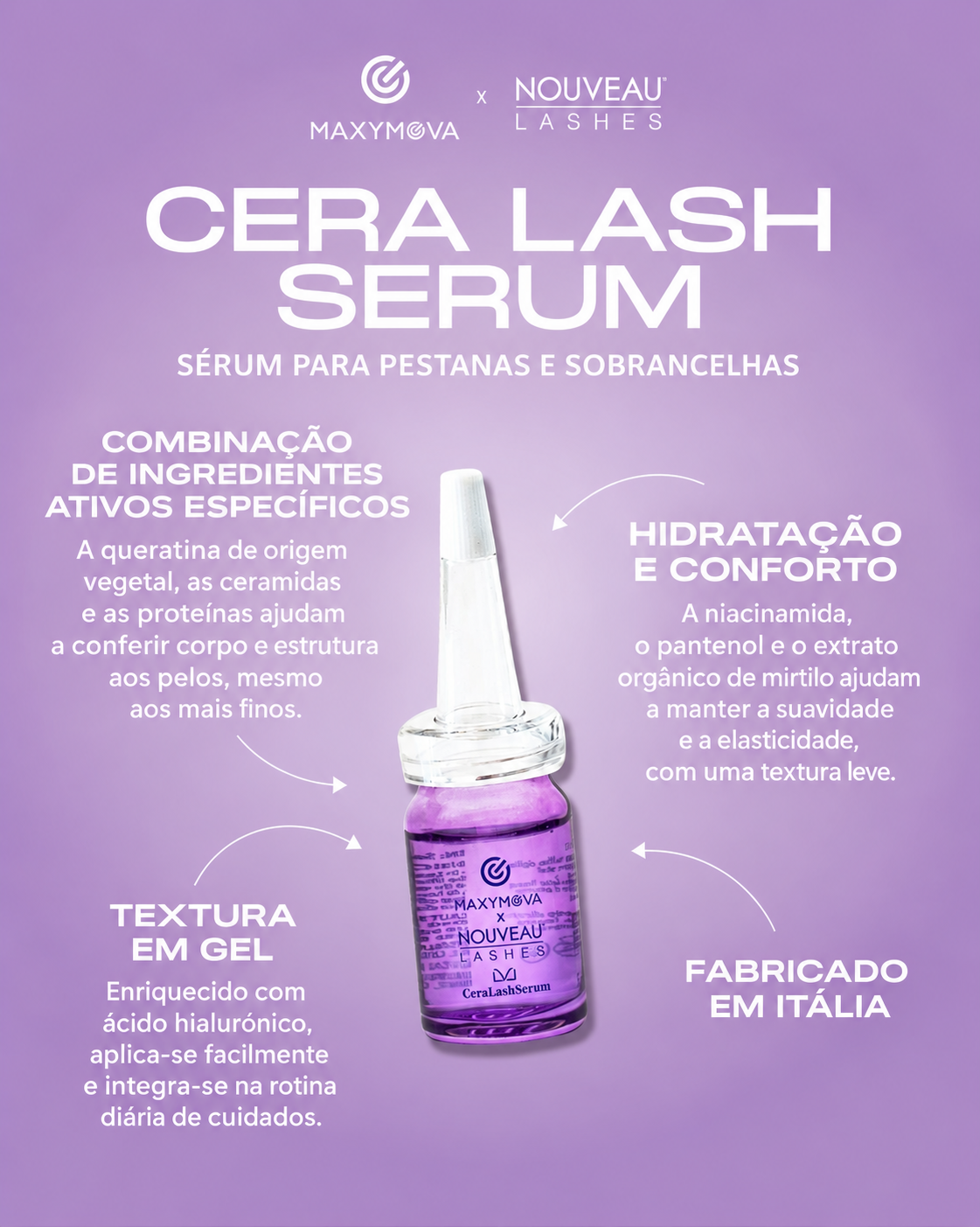 Cera Lash Serum MAXYMOVA x Nouveau Lashes – Sérum para Pestanas e Sobrancelhas 5 ml